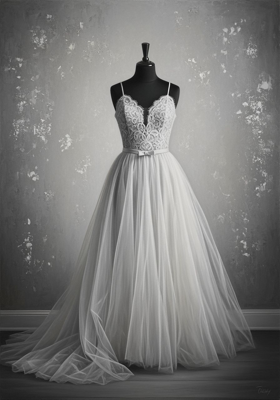 Fine Art Painting of Ethereal Dress on Mannequin