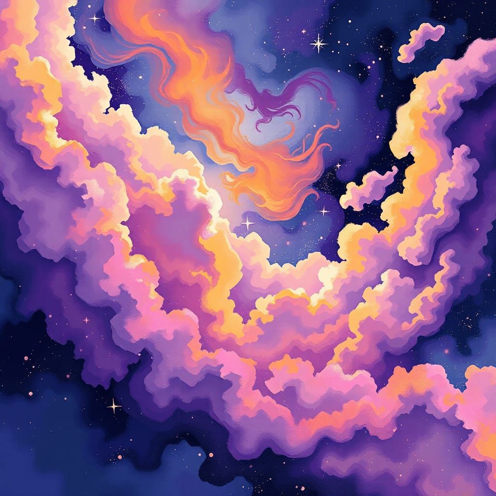 Lavender and Vanilla Cosmic Dreamscape in Visionary Art Styl...