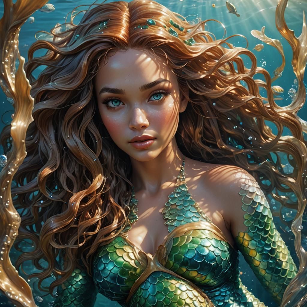 Atlantean Mermaid in a Dark Fantasy Atlantis