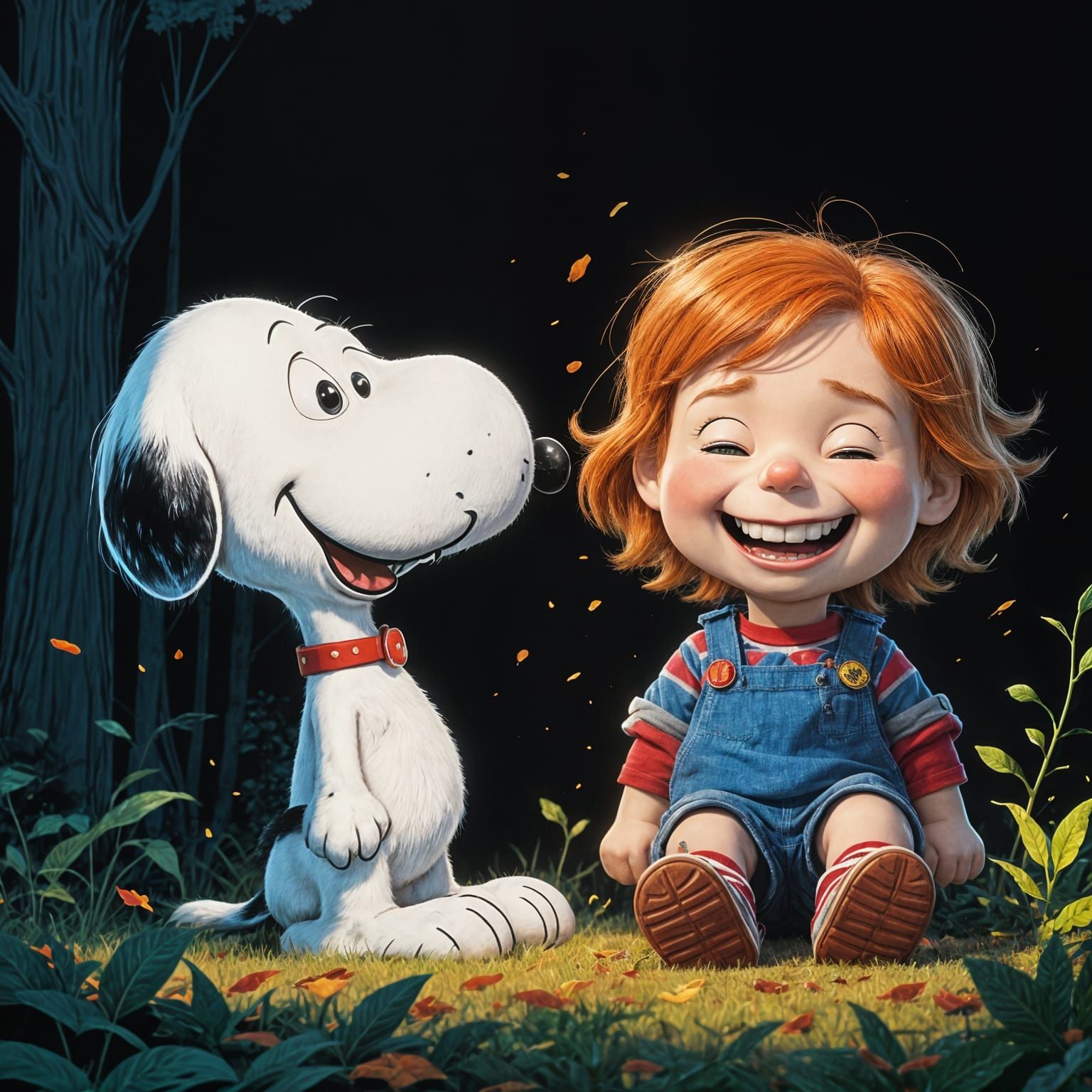 Snoopy and Chucky Laughing Together