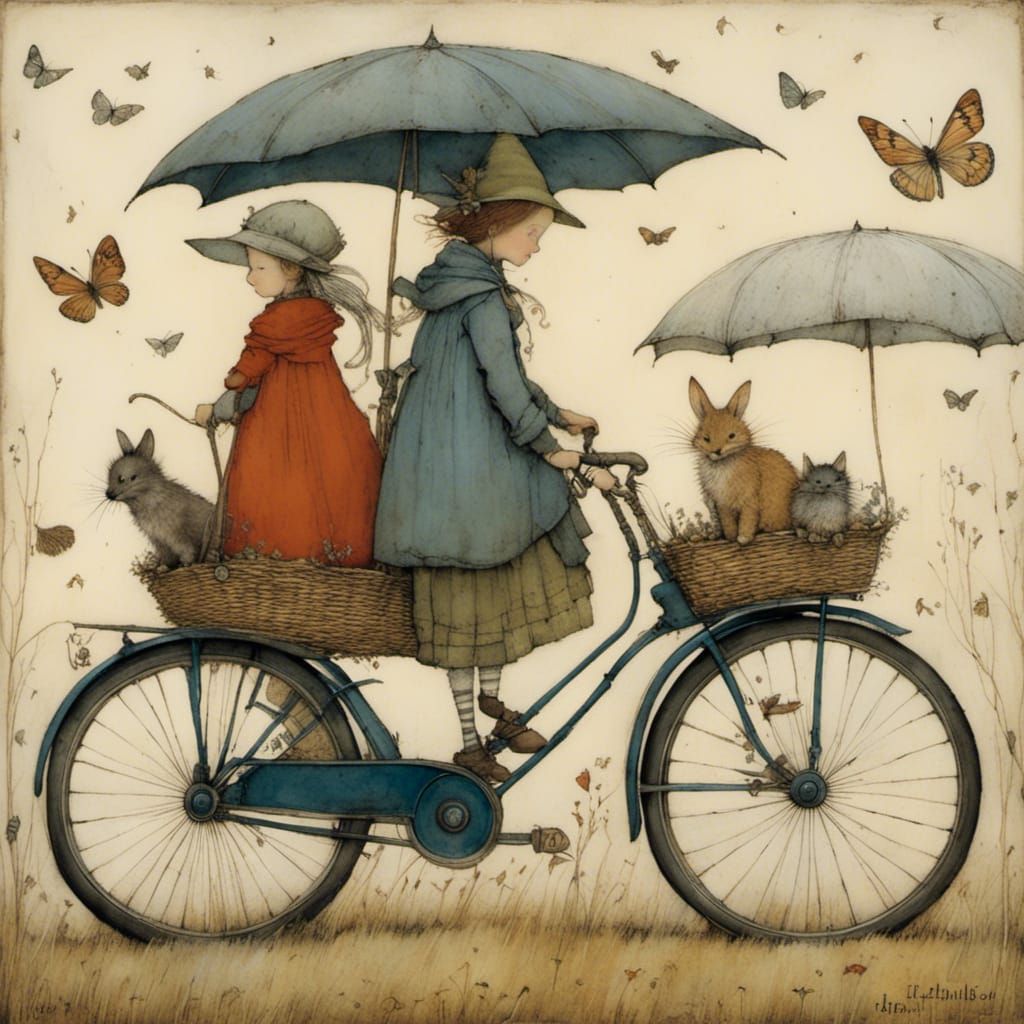 Nostalgic Scene in Whimsical Artistic Styles