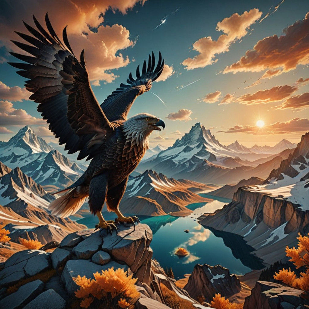 Ethereal Alpine Vista with Águia in the Distance