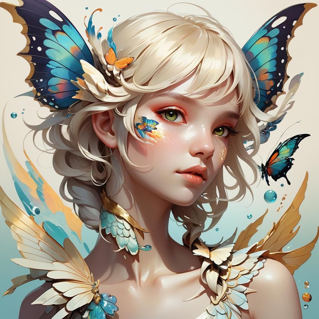 Dragon-tailed Fish with Butterfly Wings, Digital Art