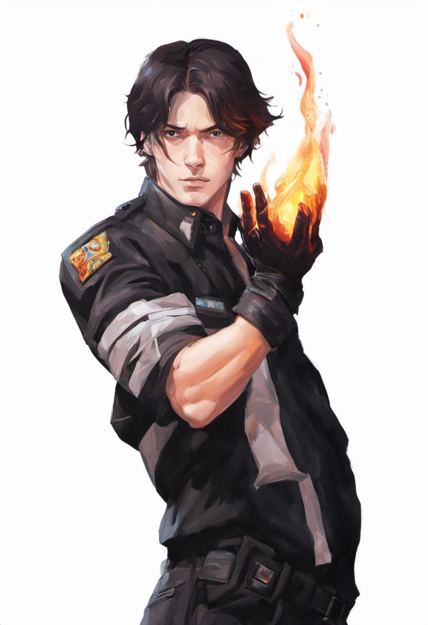 Man with Flame: Hyperrealistic Splash Art