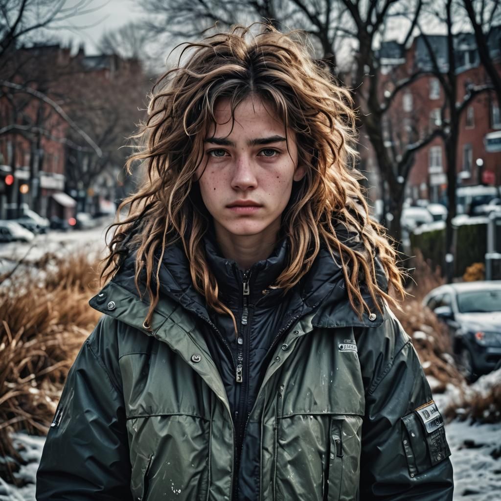 Hyperrealistic Portrait of Person with Messy Hair