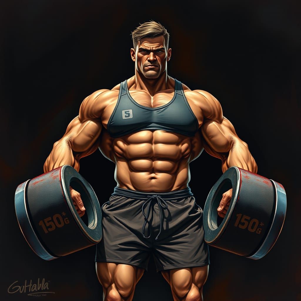 A Man's Immense Strength: Physique Art Illustration