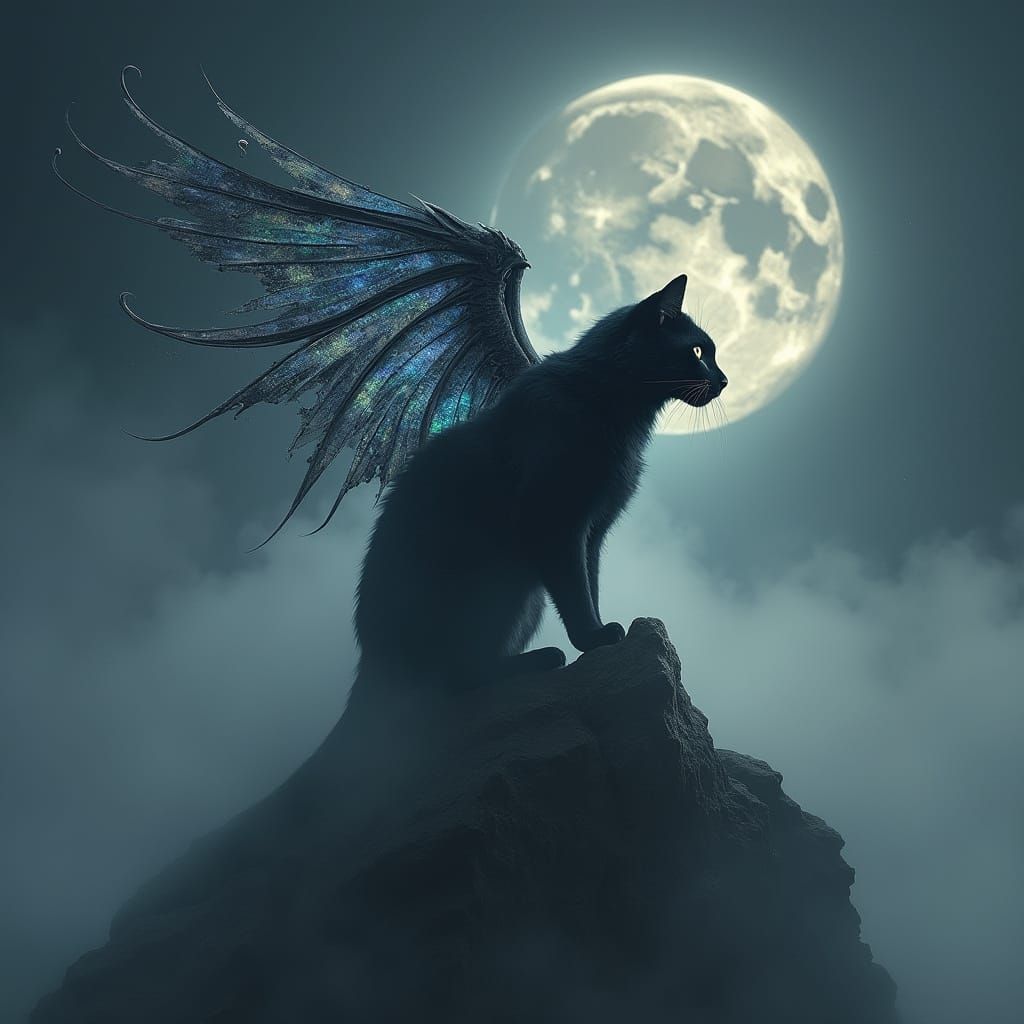 Dark Angelic Bobcat Takes Flight