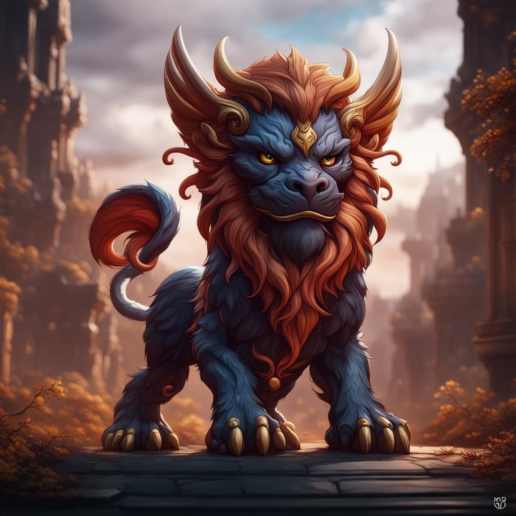 Chibi Manticore Fantasy Concept Art
