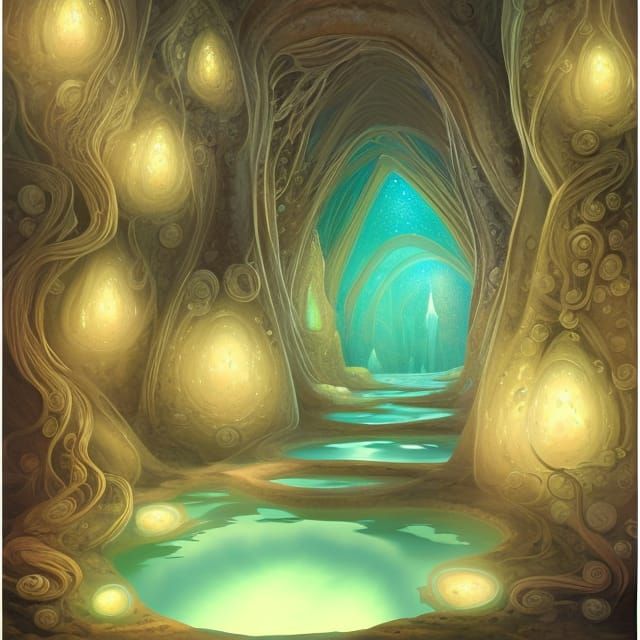 Lovecraftian Crystal Cave Digital Painting