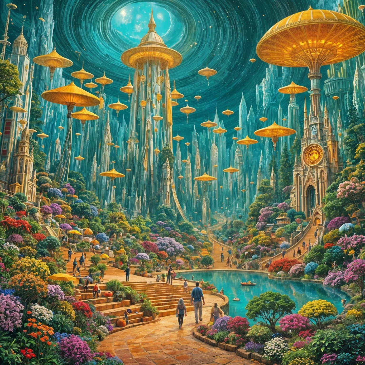 Futuristic Hyper-realistic Garden Landscape