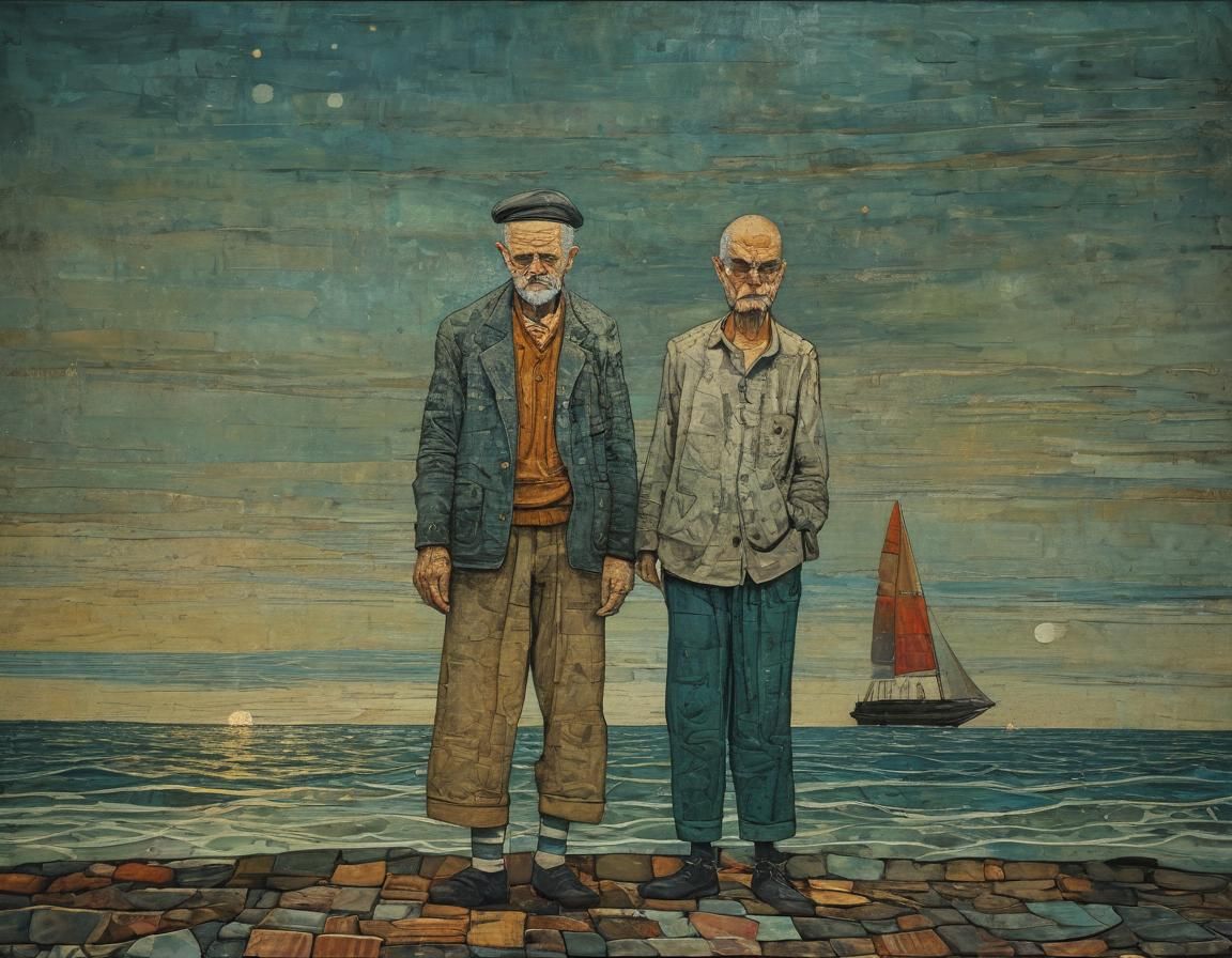 Lonely Sailor in Abstract Expressionist Style