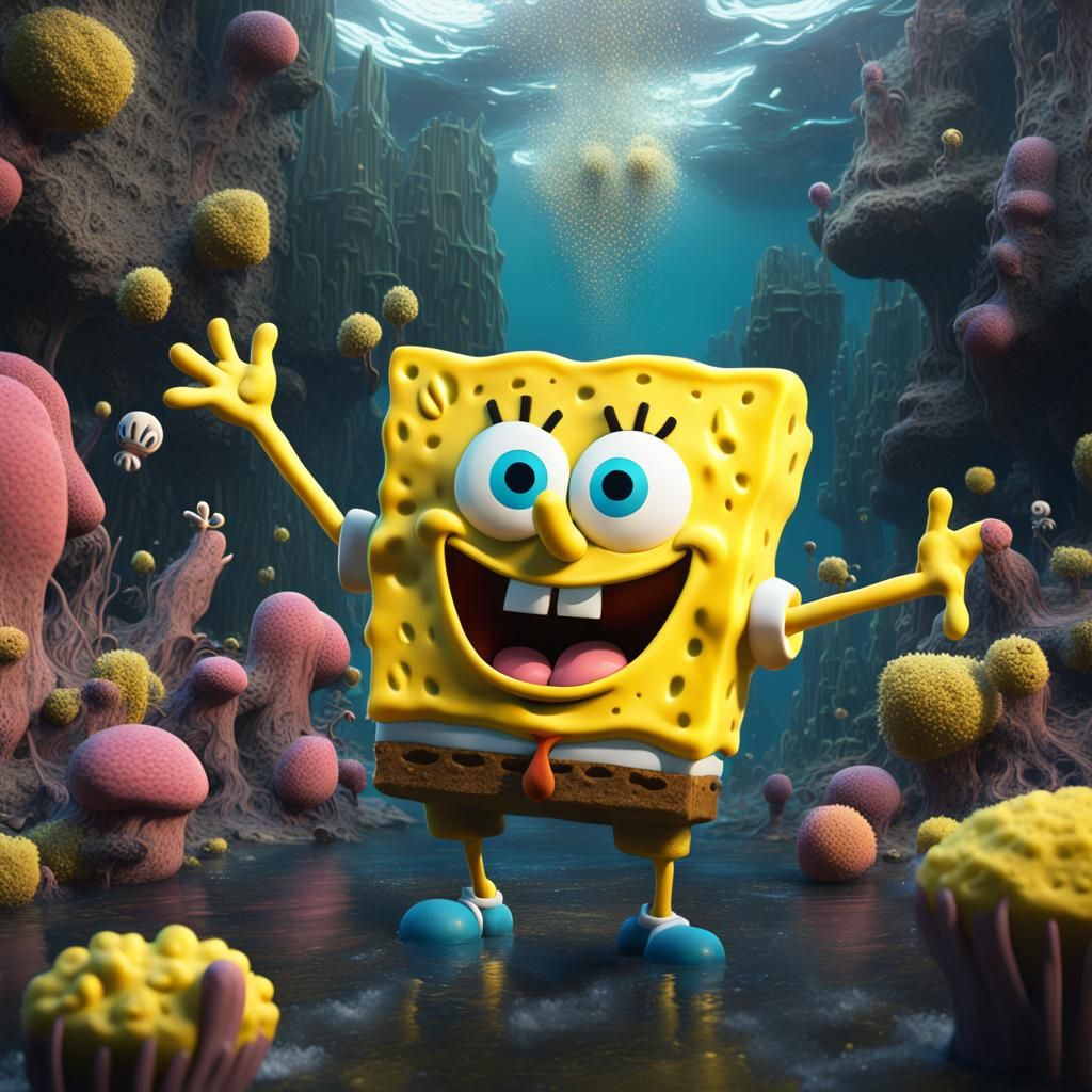 Detailed Matte Painting of Sponge Bob in 8K
