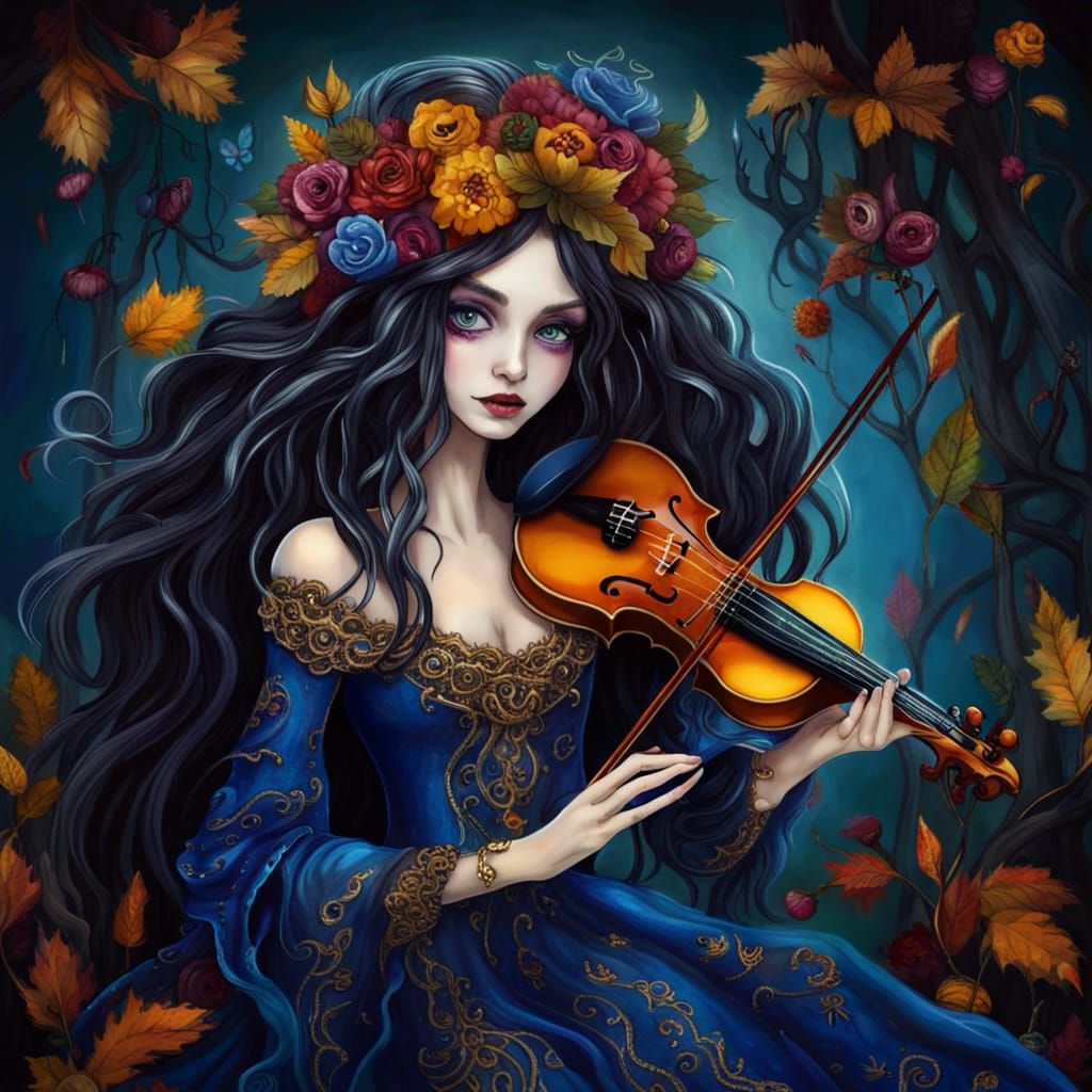 Faerie Princess in Autumnal Woodland, Gothic Style