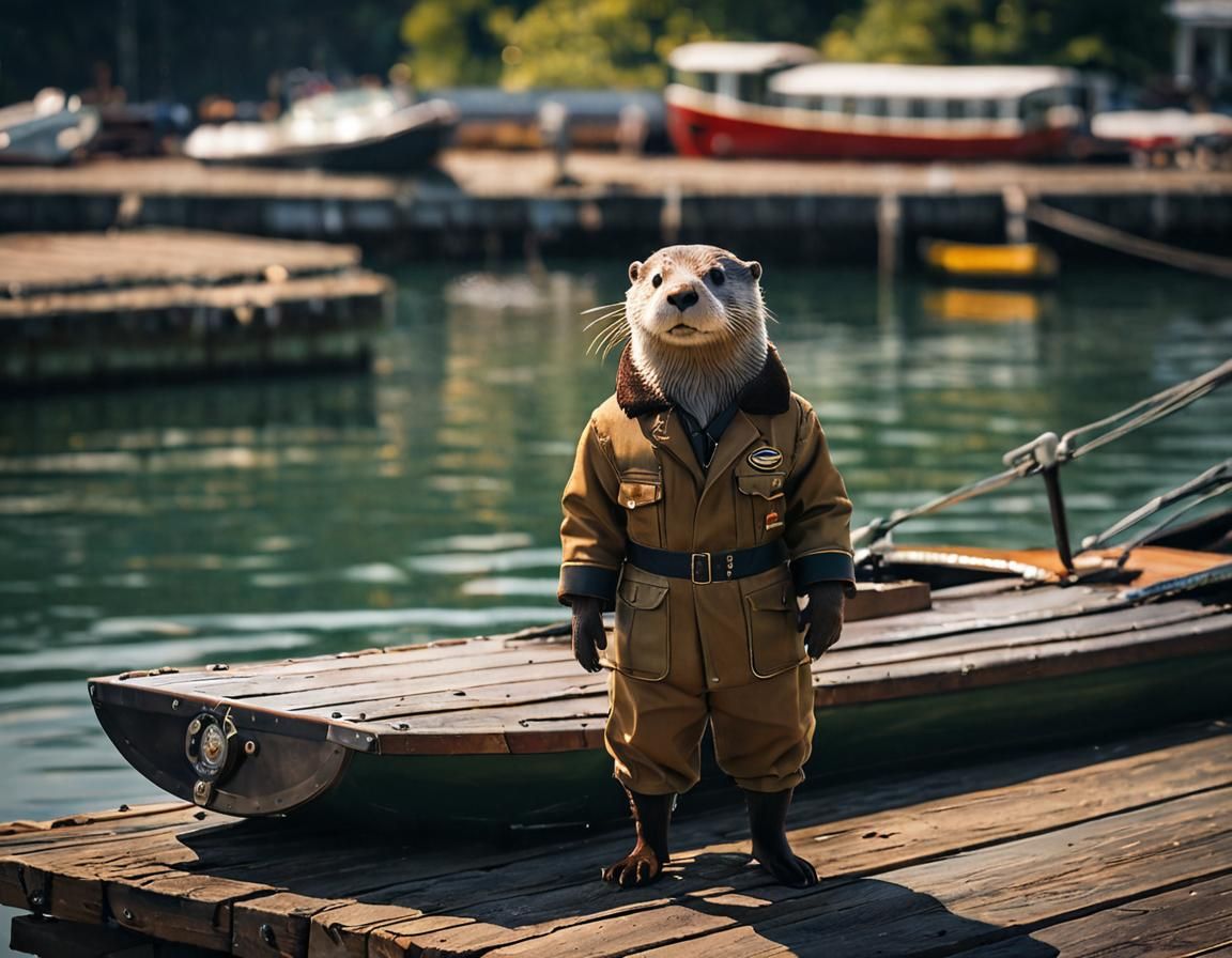 Otter Pilot on Jetty with Seaplane Photo
