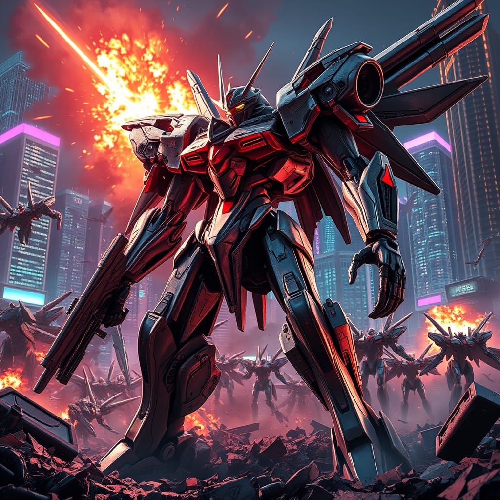 Hyperrealistic Evangelion Mecha in Intense 3D Battle