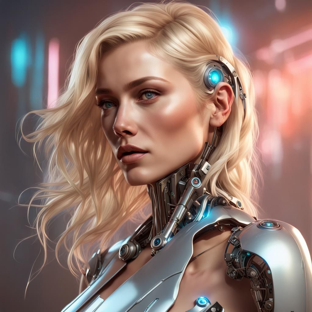 Futuristic Amputee Portrait in Hyperdetailed Style