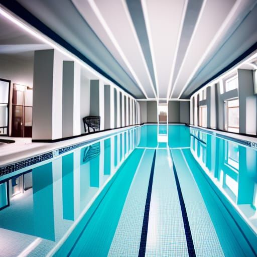 Creepy Infinite Indoor Pool in Liminal Space