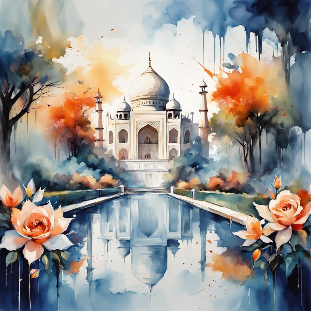 Regal Taj Mahal at Golden Hour in Vibrant Color Palette