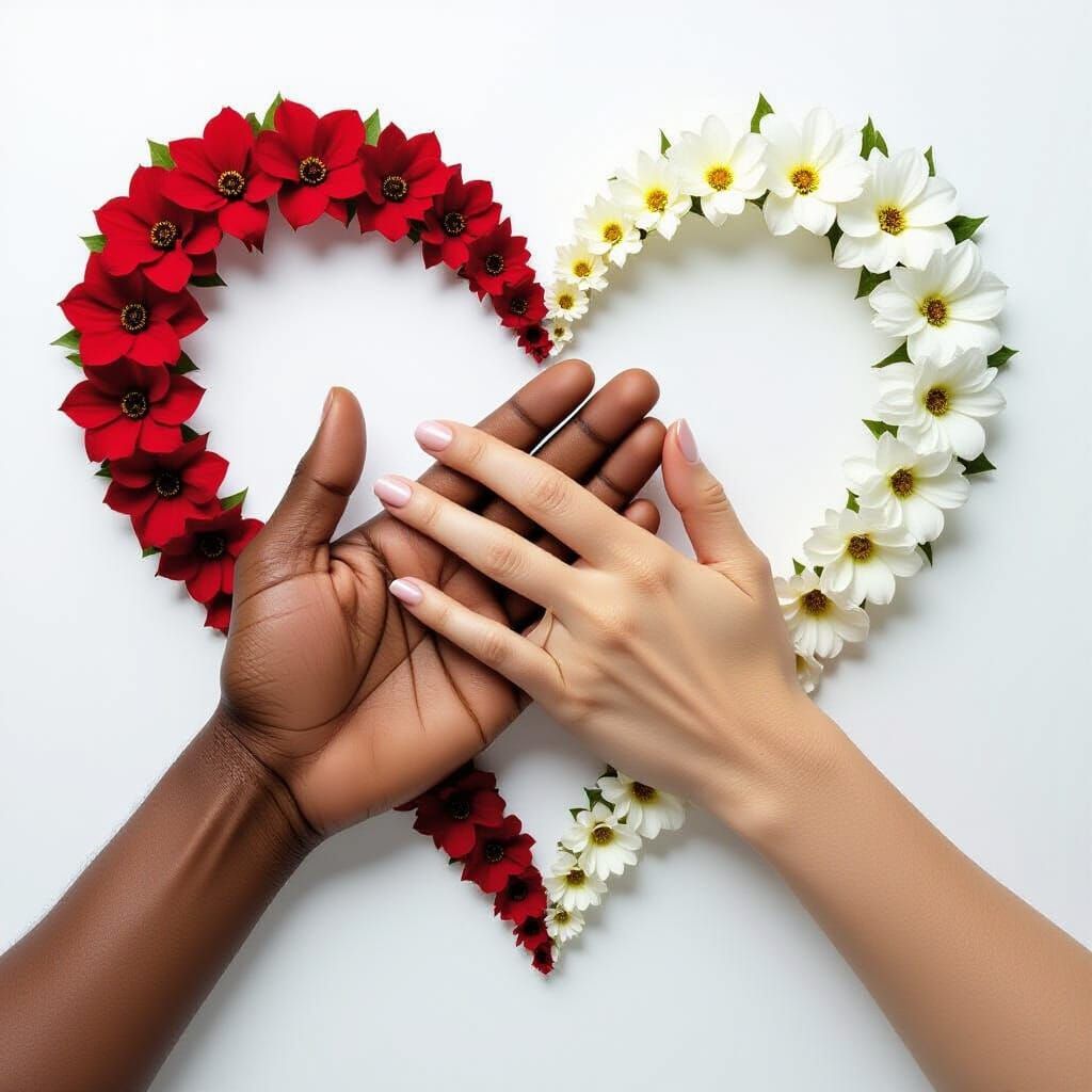 Contrasting Hands Forming Heart in Symbolic Image
