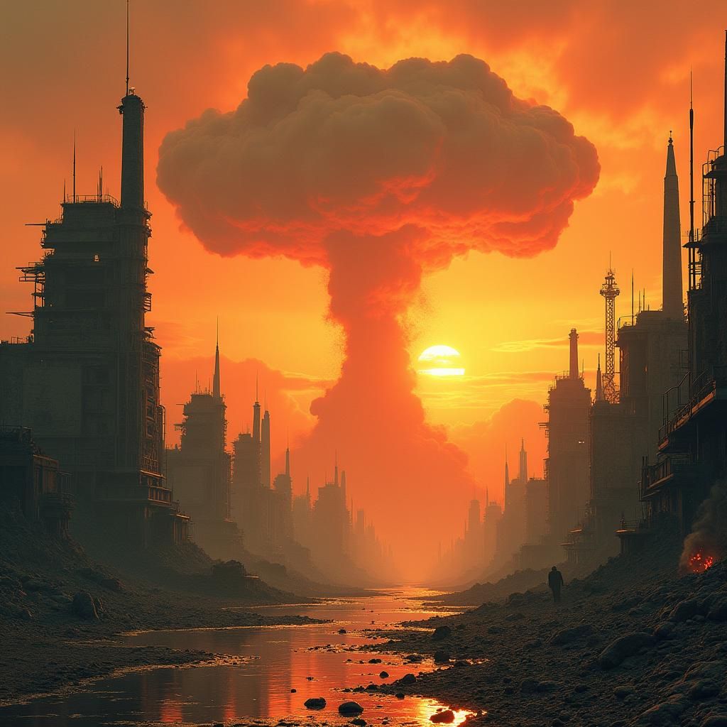 Post-Apocalyptic Cityscape Aftermath in Dystopian Style