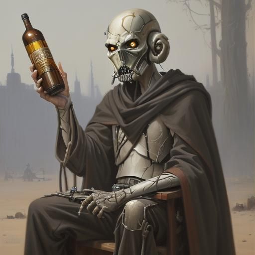 General Grievous as Alcoholic, Oil Painting