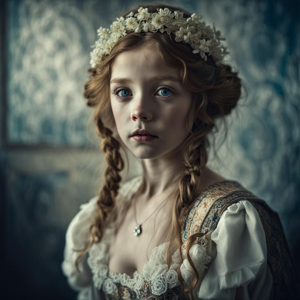 Alice in Wonderland as Gustav Klimt Portrait