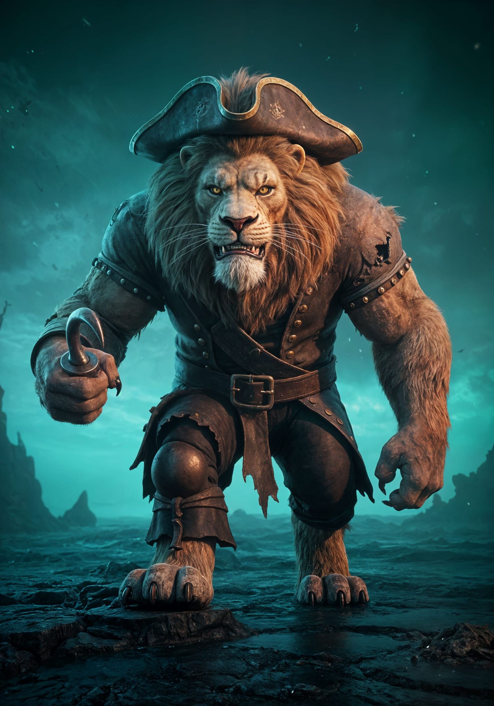 Lion Pirate Concept Art in Digital Painting Style