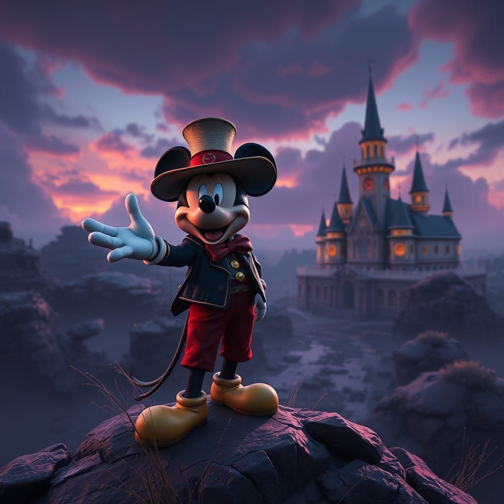 Mickey in the Heart of Texas Fantasy Landscape