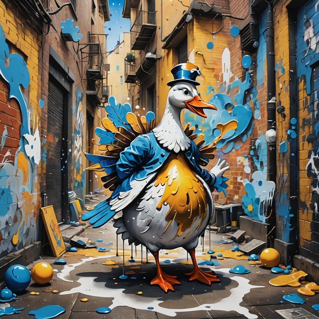 Mother Goose in Vibrant Street Art Style