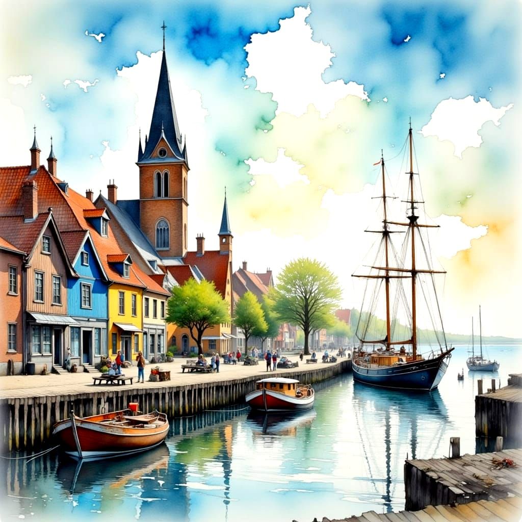 Travemünde's St. Lorenz Church and Quaint Coastal Townscape