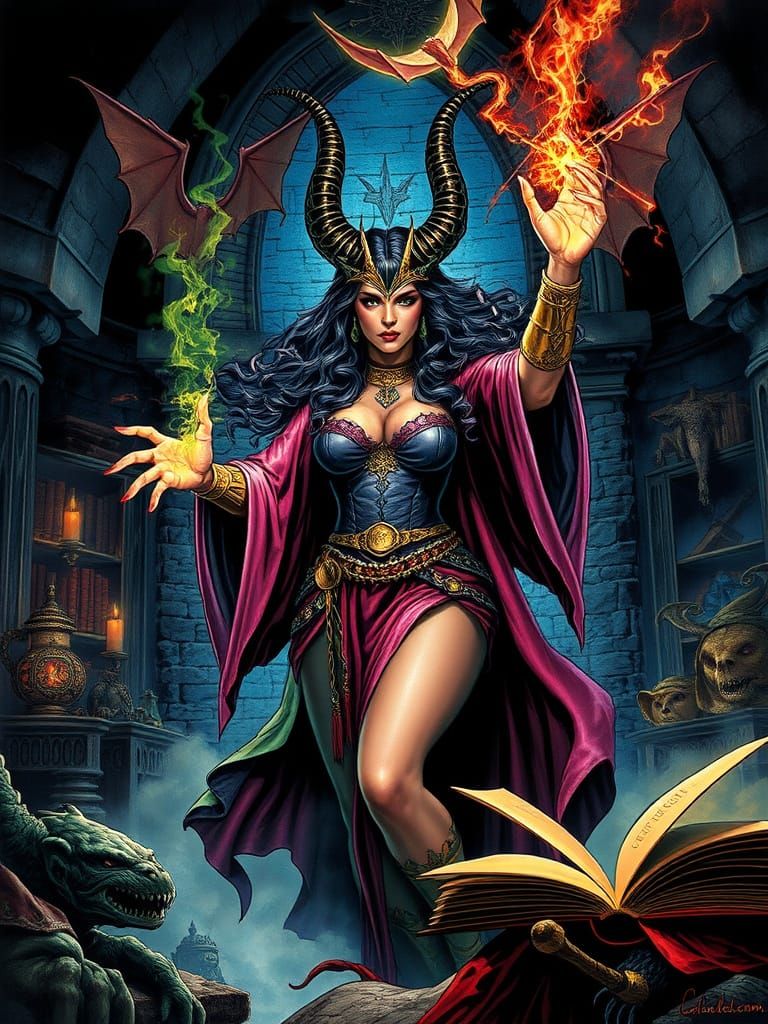 Evil-Lyn casts Arcane Magic in Dark Fantasy Style