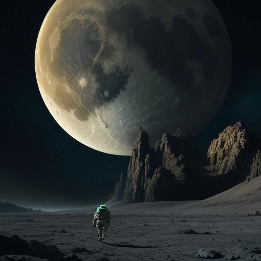 Astronauts on the Moon: Cinematic Matte Painting