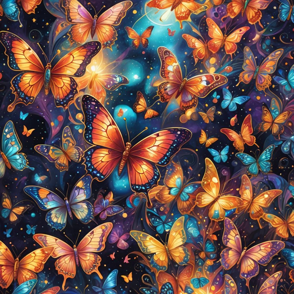 Cosmic Butterflies in a Psychedelic Dreamscape