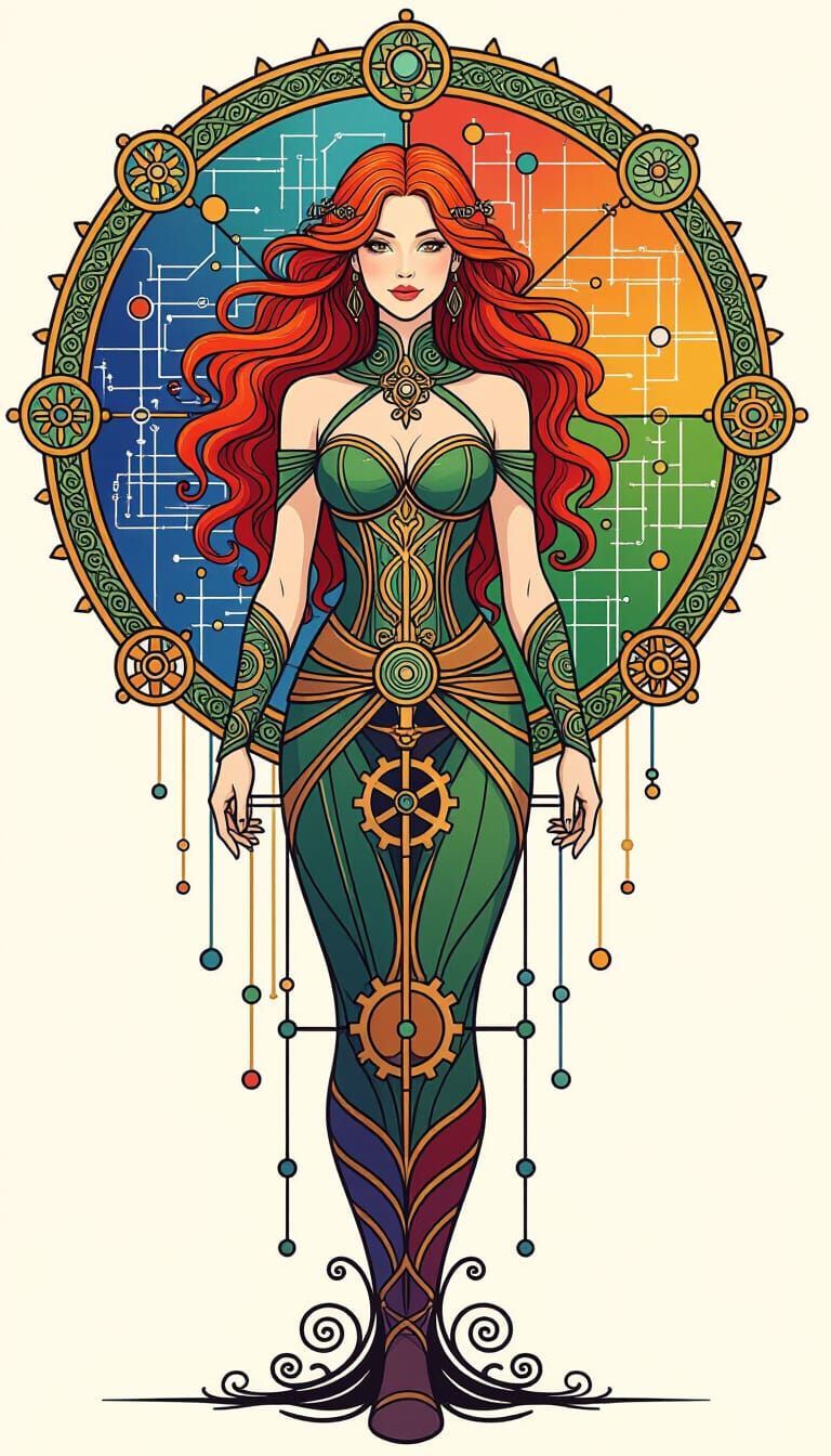 Science Fantasy Portrait of a Redhaired Woman