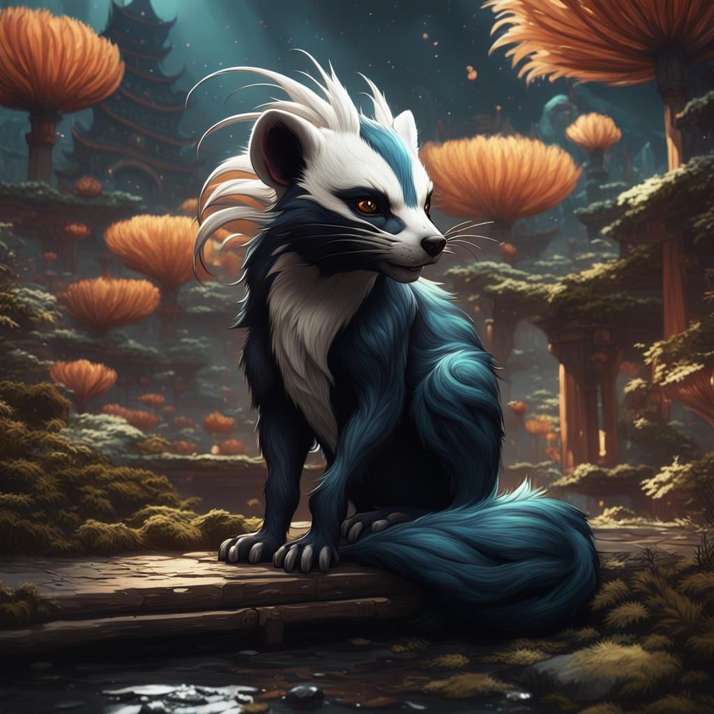 Skunk Kitsune Fantasy Concept Art