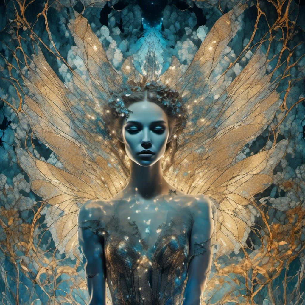 Bioluminescent Fairy in Celestial Dreamscape Illustration