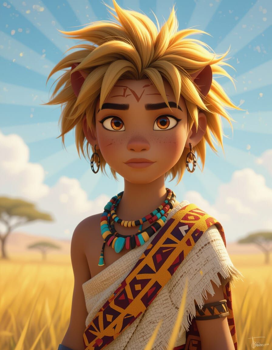 Lion King Inspired Youthful Character in 3D Style