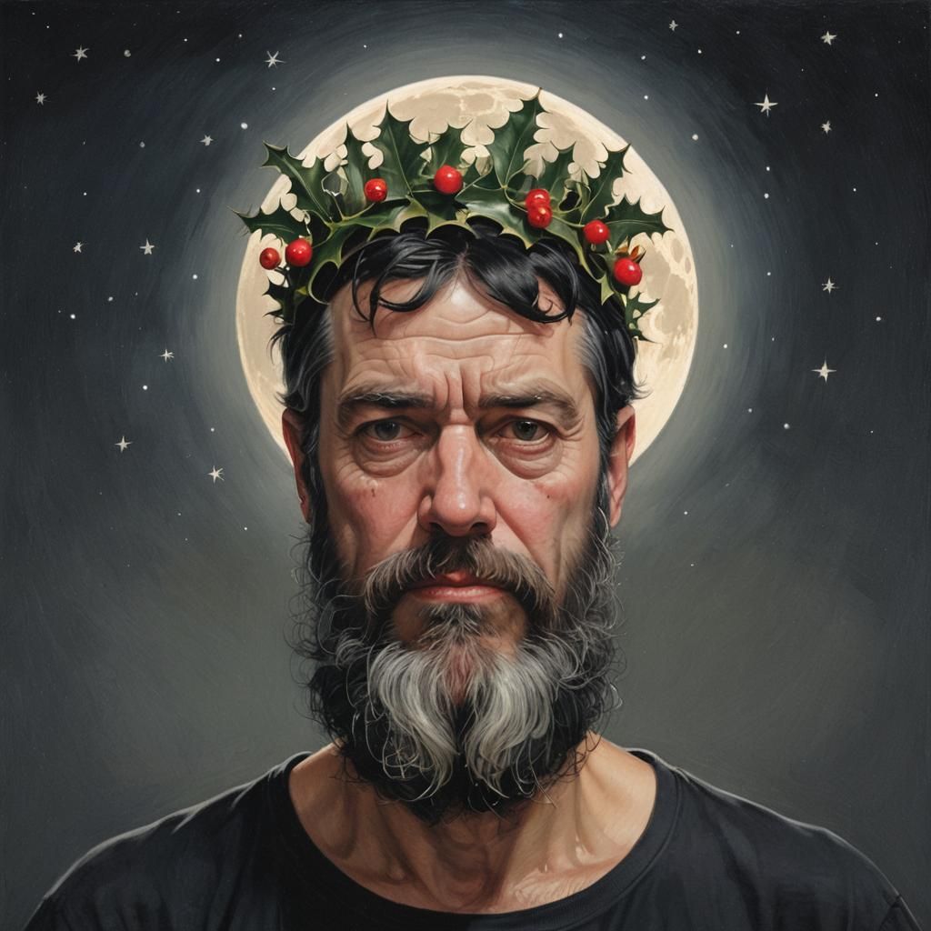 Arrogant Middle-Aged Man with Holly Crown