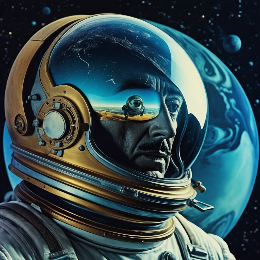 Surreal Cosmic Vision in Retro-Futuristic Style