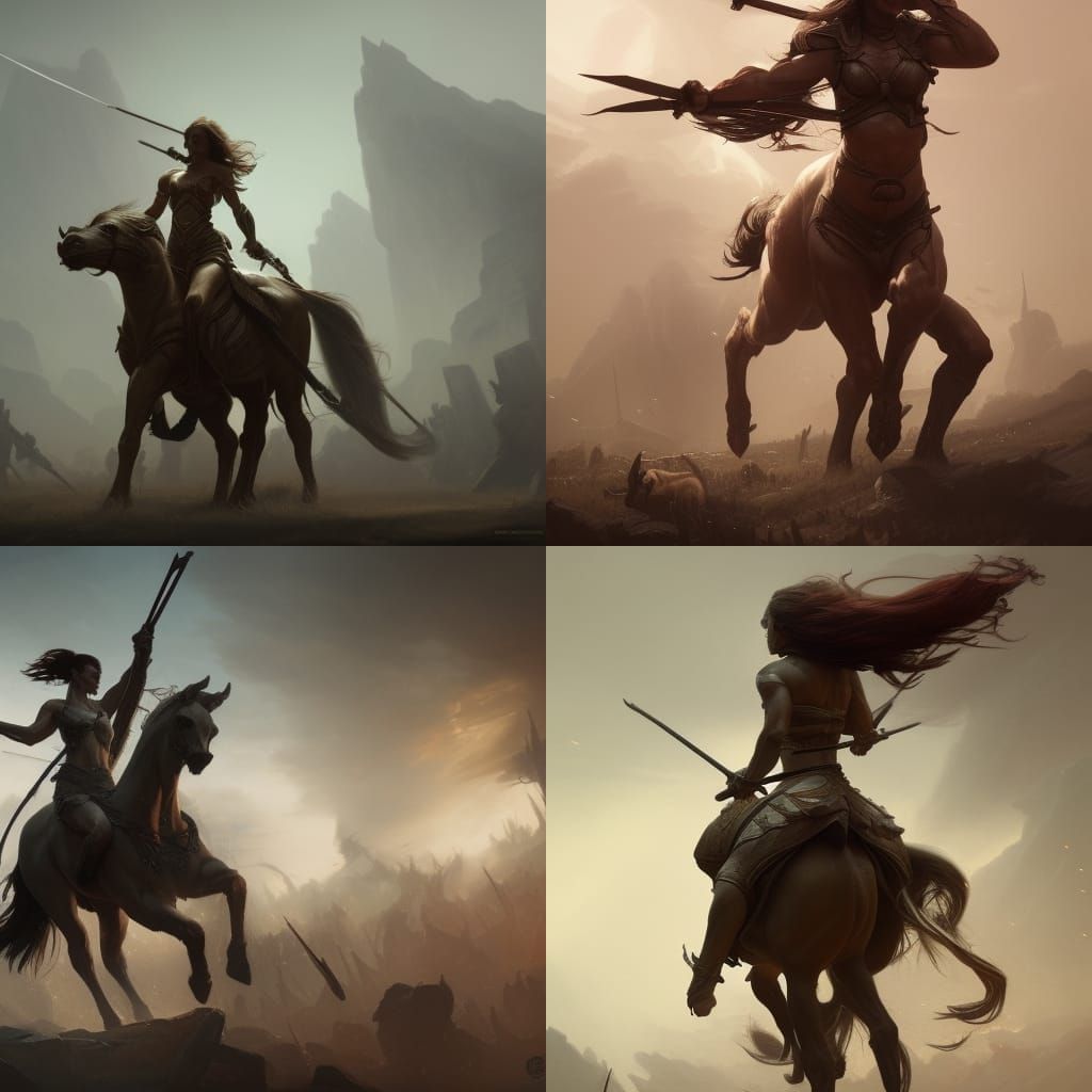 Female Centaur Warrior in Dark Fantasy Style