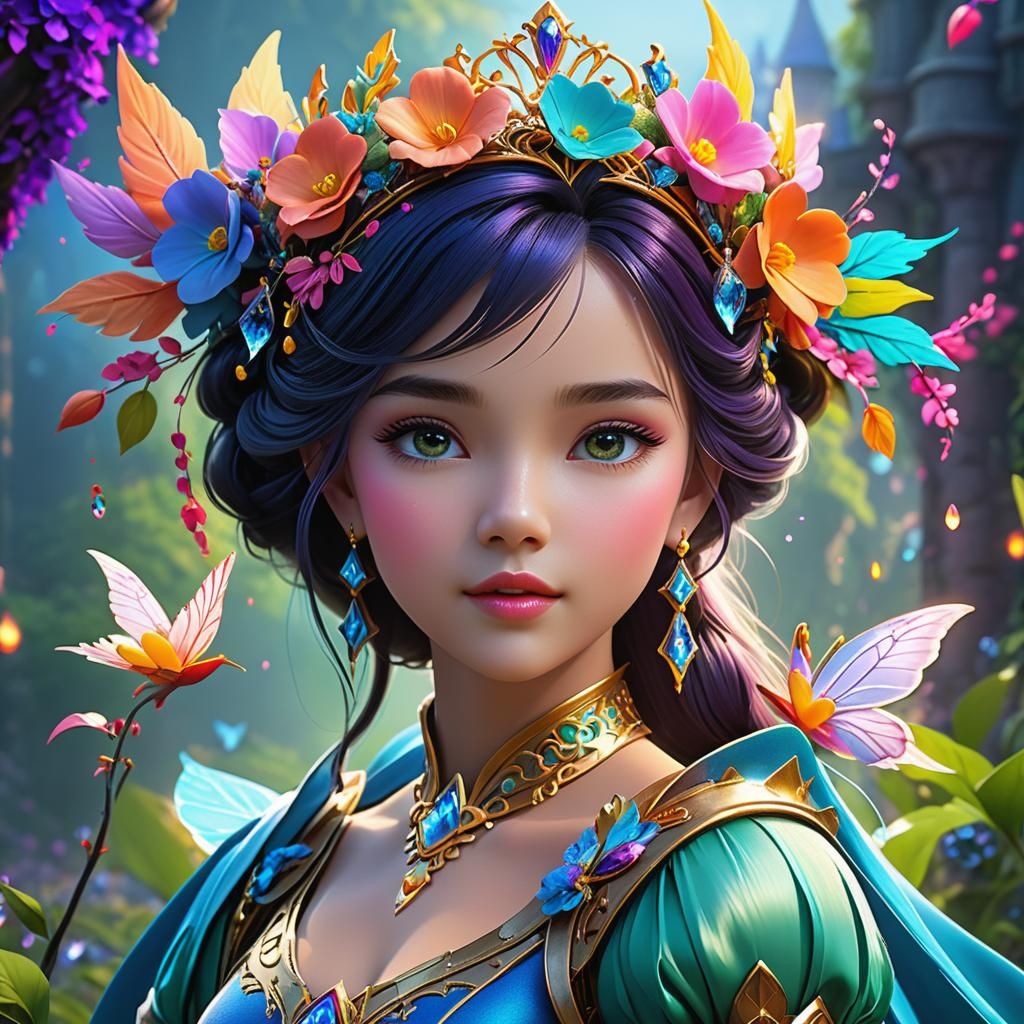 Dreamy Fairy Princess in a Detailed Matte Painting