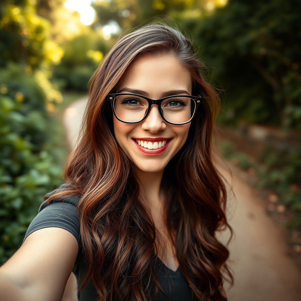 Smiling Woman's Selfie Portrait in Natural Light