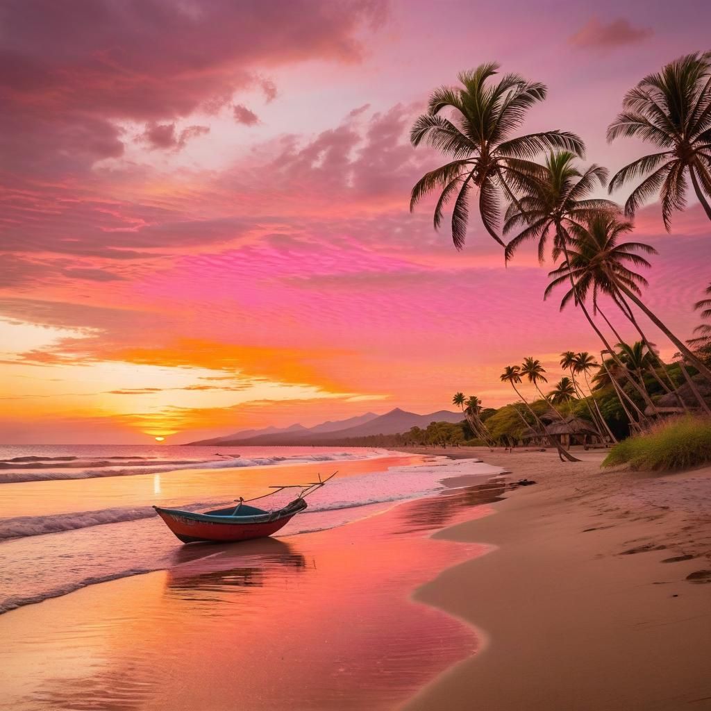 Poneloya Beach Sunset in Impressionist Style