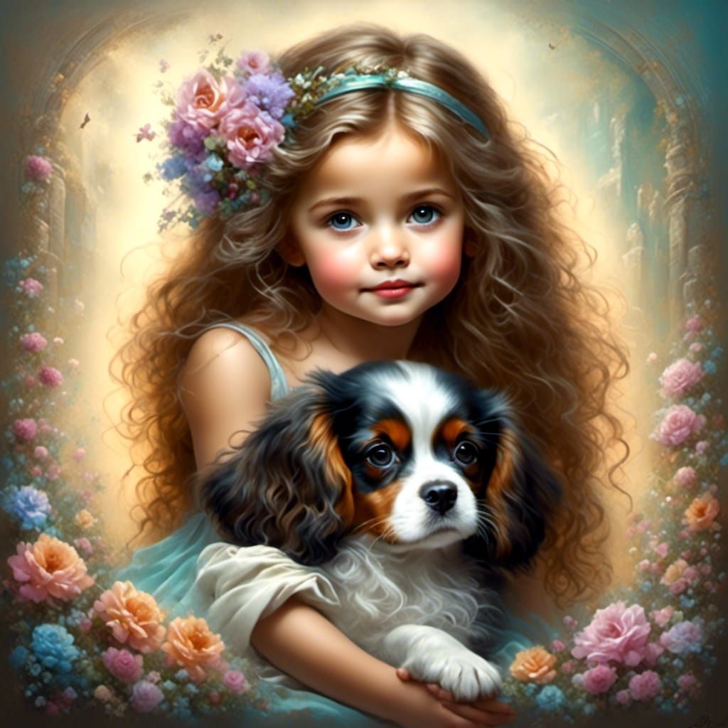 Girl and Dog in Artgerm Cartoon Style