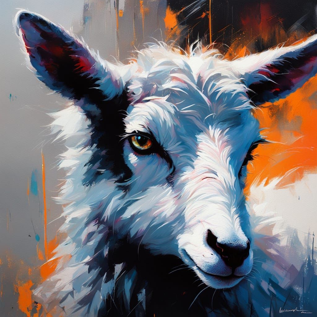Timid Lamb Meets Wolf in Blacklight Neon Portrait