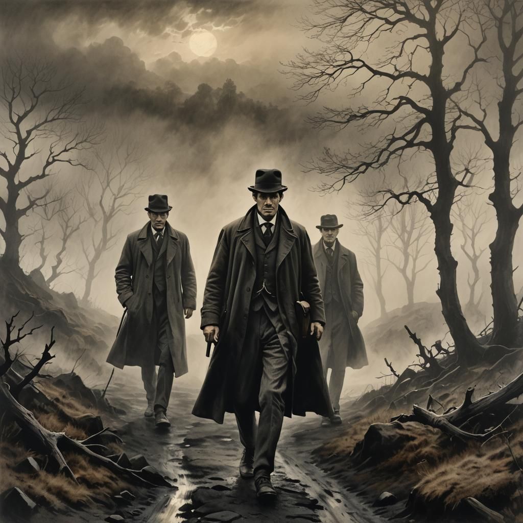 Sherlock Holmes on Misty Moor, Film Noir Sketch