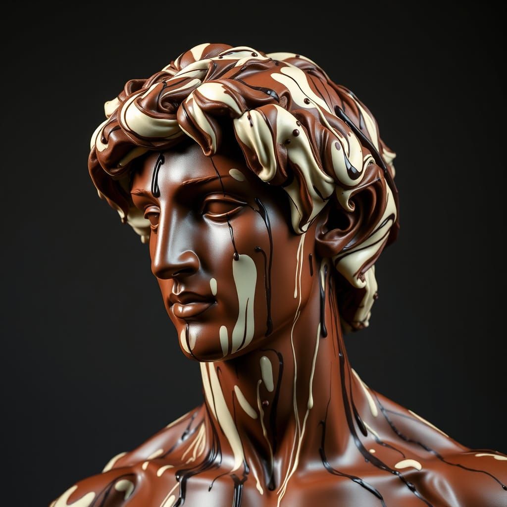Chocolate David Sculpture in Surrealist Style