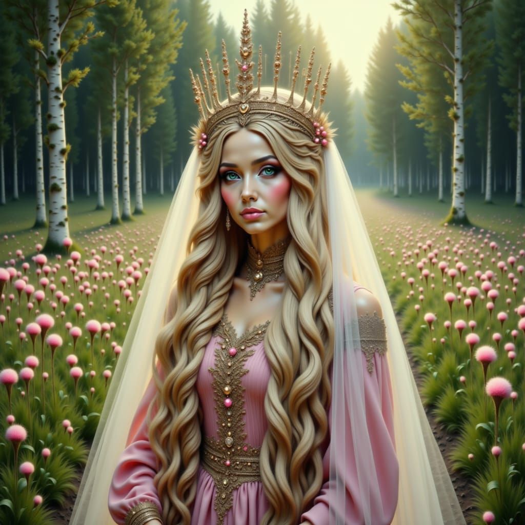 Tsarina of Spring in Misty Meadow