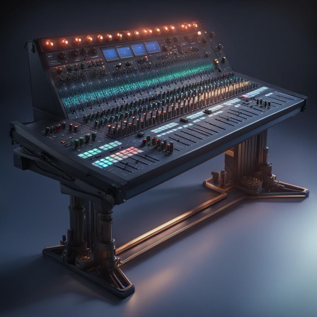 Detailed Matte Painting of a Wide Mixer Console