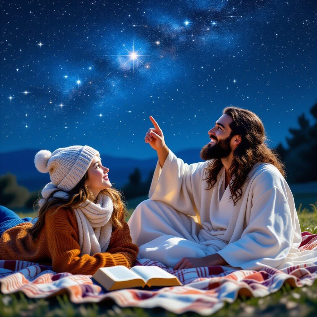 Starry Night Wonder: Hyperdetailed Charcoal Art